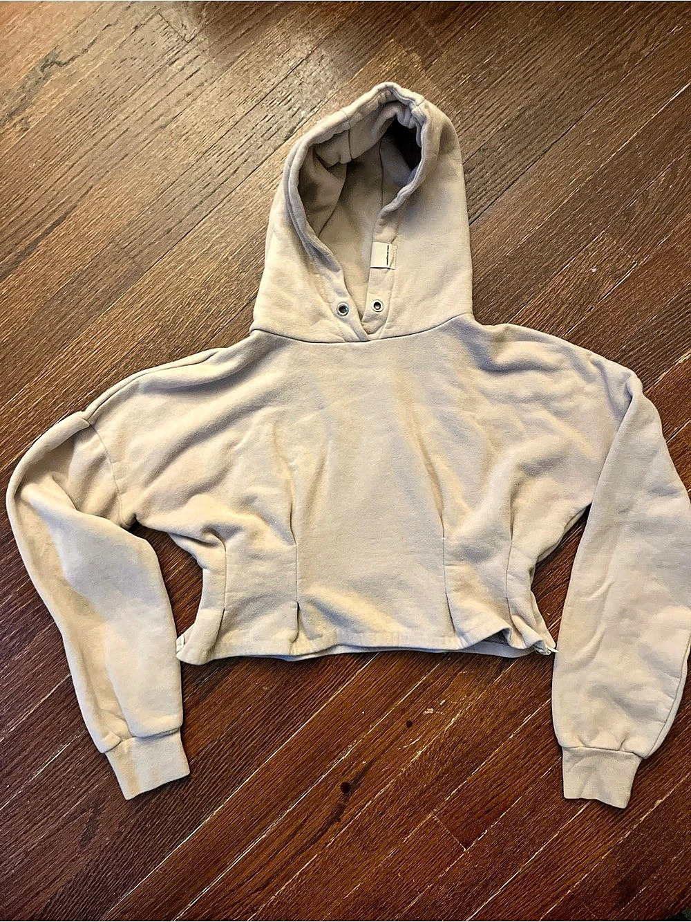 Maniere De Voir Brune Corset Jersey And Satin Zip Hoodie Beige 10